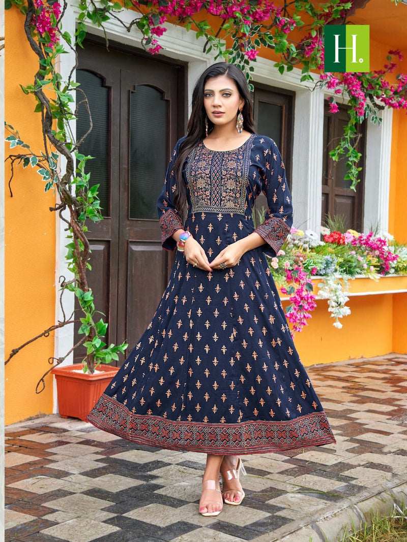 Hirwa Samantha Vol 2 Heavy Rayon Stylish Designer Casual Wear Fancy Look Long Kurti