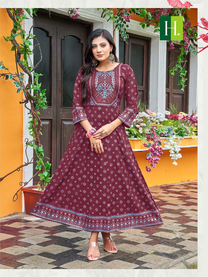 Hirwa Samantha Vol 2 Heavy Rayon Stylish Designer Casual Wear Fancy Look Long Kurti