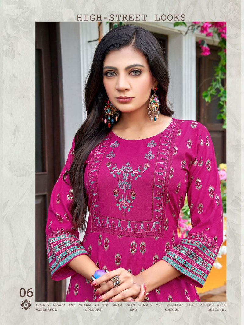 Hirwa Samantha Vol 2 Heavy Rayon Stylish Designer Casual Wear Fancy Look Long Kurti