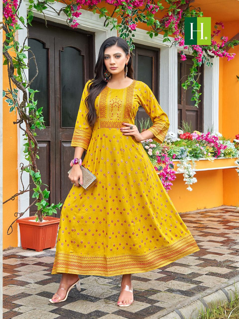 Hirwa Samantha Vol 2 Heavy Rayon Stylish Designer Casual Wear Fancy Look Long Kurti
