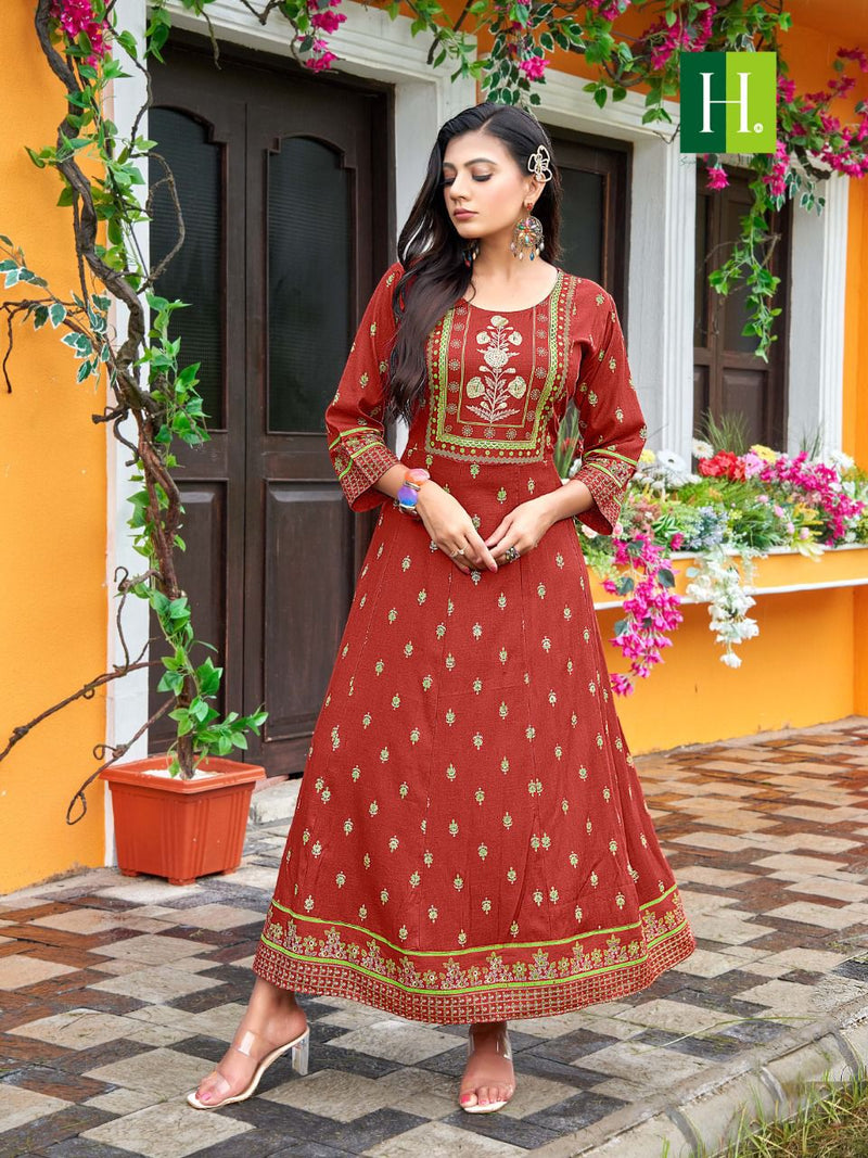 Hirwa Samantha Vol 2 Heavy Rayon Stylish Designer Casual Wear Fancy Look Long Kurti