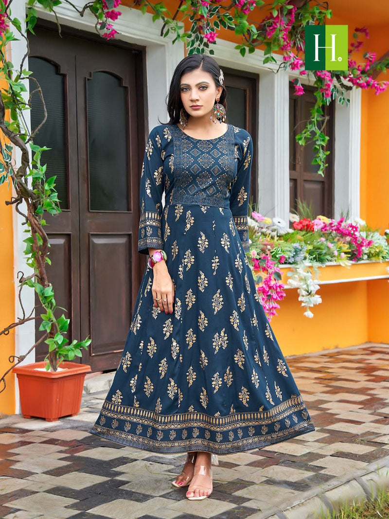 Hirwa Samantha Vol 2 Heavy Rayon Stylish Designer Casual Wear Fancy Look Long Kurti
