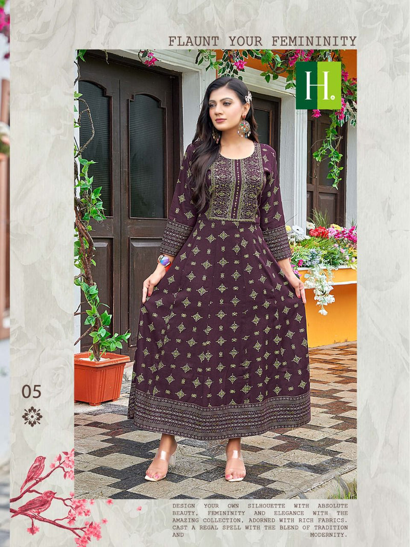 Hirwa Samantha Vol 2 Heavy Rayon Stylish Designer Casual Wear Fancy Look Long Kurti