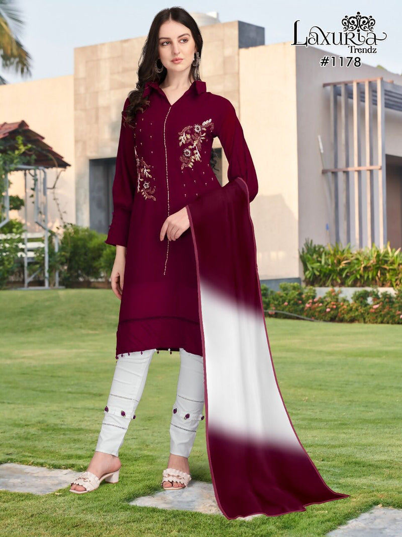 Luxuria Trendz  Dno 1178 Georgette With Heavy Embroidery Work Stylish Designer Casual Look Pret Kurti