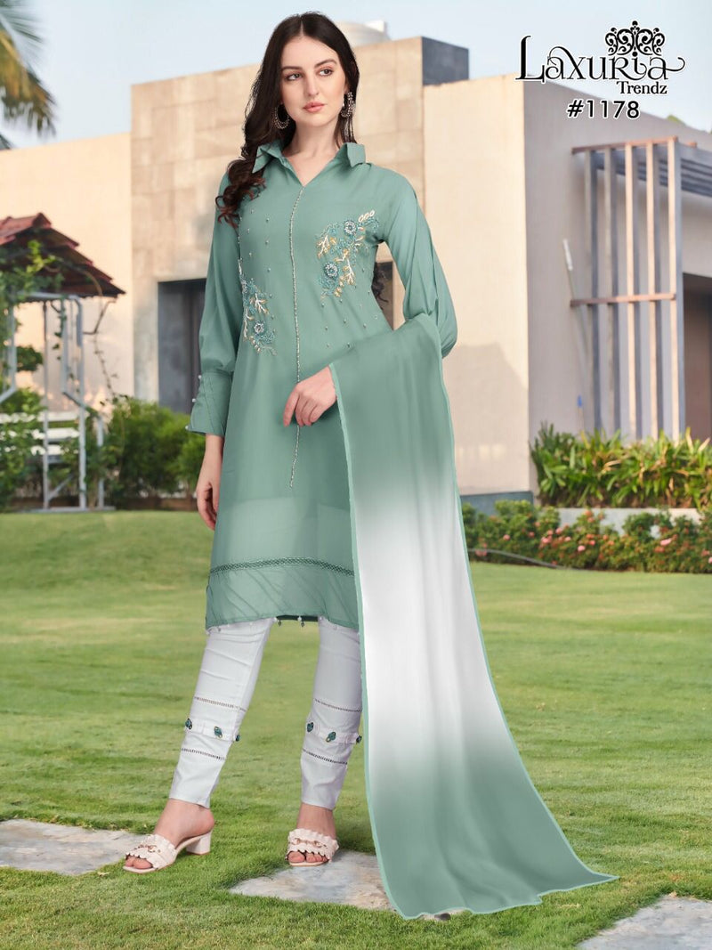 Luxuria Trendz  Dno 1178 Georgette With Heavy Embroidery Work Stylish Designer Casual Look Pret Kurti