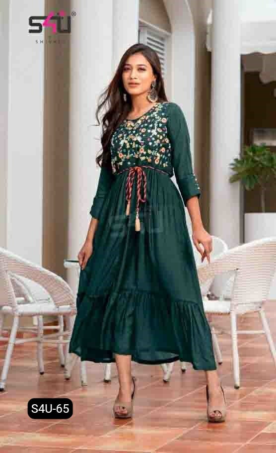 S4u Shivali Dno 65 Muslin With Hand Work Stylish Designer Festive Wear Fancy Kurti