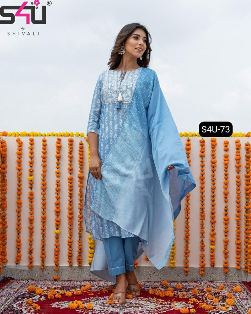 S4u Shivali Dno 73 Muslin With Hand Work Stylish Designer Festive Wear Fancy Kurti