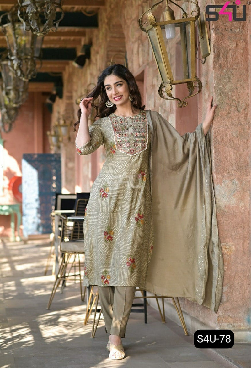 S4u Shivali Dno 78 Muslin With Hand Work Stylish Designer Festive Wear Fancy Kurti