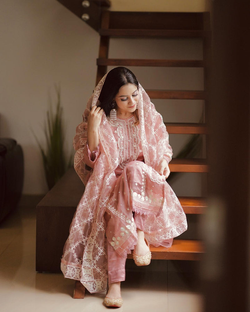 Suroop Fashion Noor Orgenza With Heavy Embroidery Work Stylish Designer Beautiful Look Salwar Suit