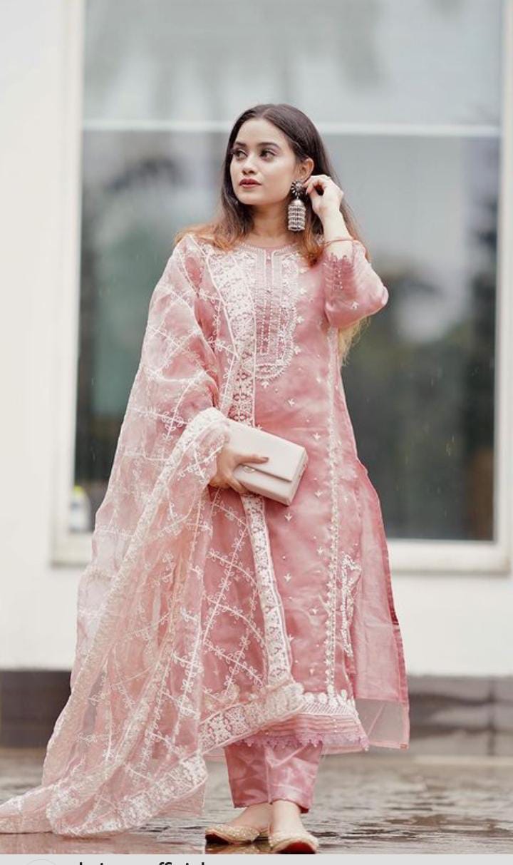 Suroop Fashion Noor Orgenza With Heavy Embroidery Work Stylish Designer Beautiful Look Salwar Suit