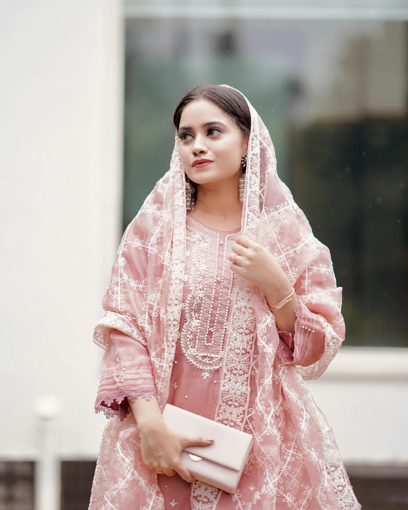 Suroop Fashion Noor Orgenza With Heavy Embroidery Work Stylish Designer Beautiful Look Salwar Suit