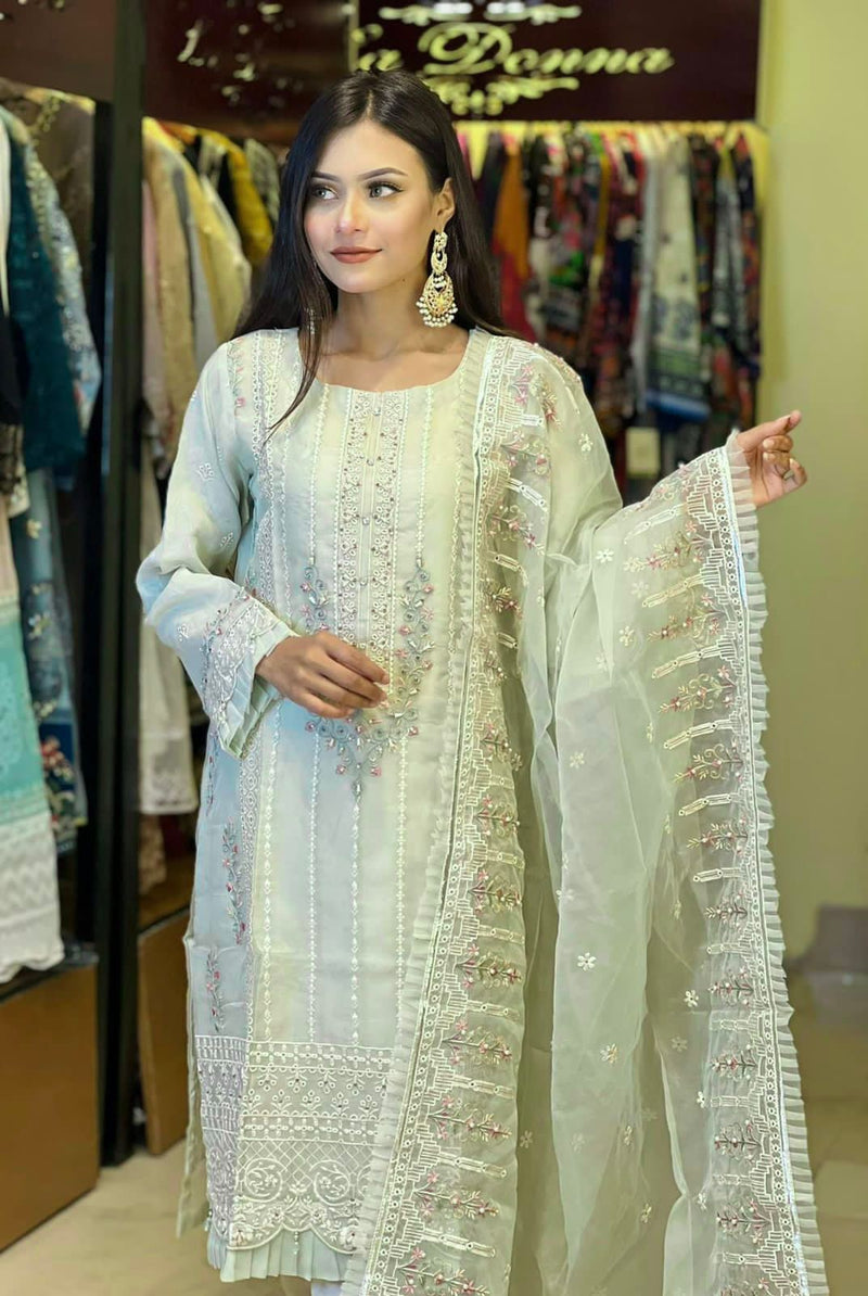 Ziaaz Noor Mint Vol 2 Organza With Hand Work Stylish Designer Pakistani Salwar Kameez