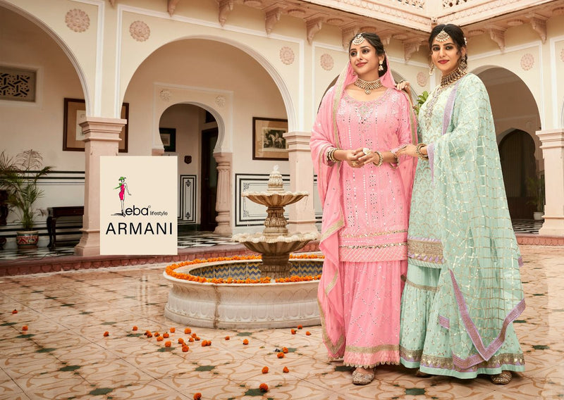Eba Lifestyle Armani Vol 3 Georgette With Heavy Embroidery Work Wedding Wear Salwar Kameez