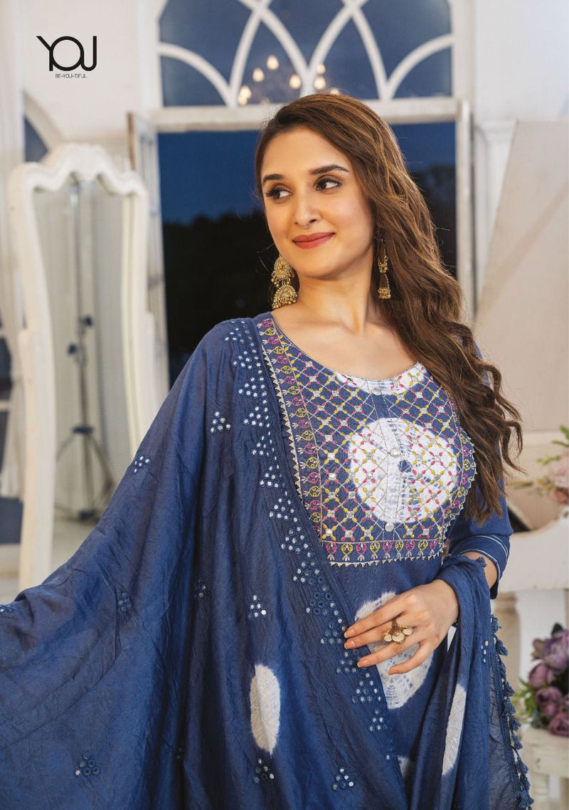 Wanna Shibori Rayon With Fancy Work Stylish Designer Festive Wear Kurti