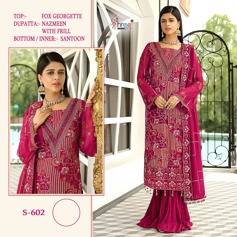 Shree Fabs Dno S 602 Georgette With Heavy Embroidery Work Stylish Designer Wedding Wear Salwar Kameez