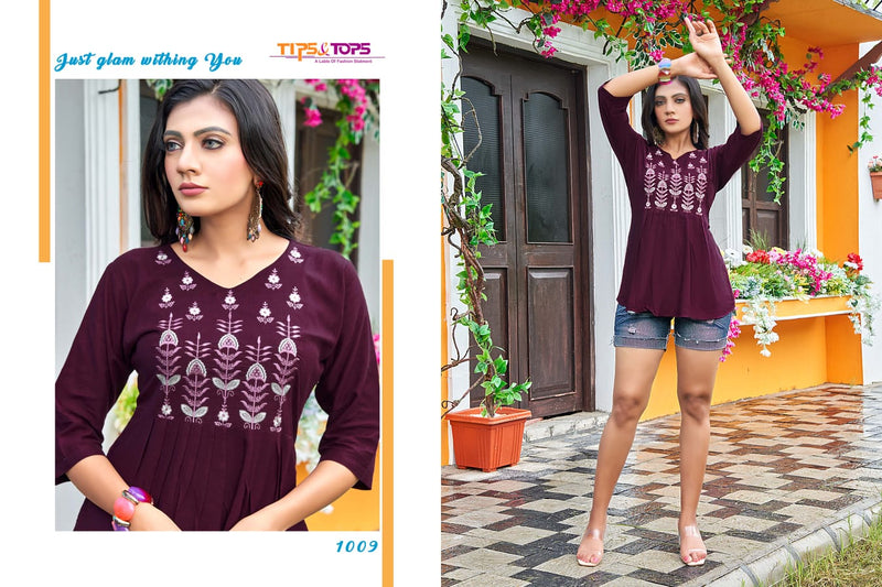 Tip & Top Pulpy Vol 9 Rayon With Heavy Embroidery Work Stylish Designer Fancy Short Kurti