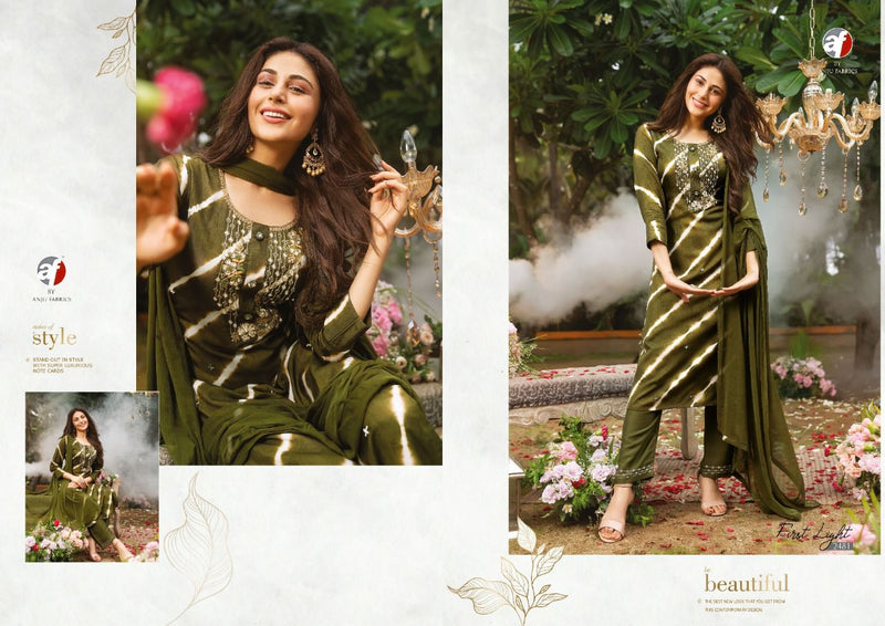 Anju Fab First Light Viscose Silk With Hand work Stylish Designer Casual Look Festive Wear Kurti