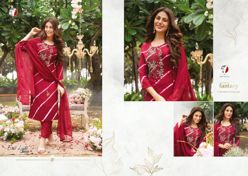 Anju Fab First Light Viscose Silk With Hand work Stylish Designer Casual Look Festive Wear Kurti