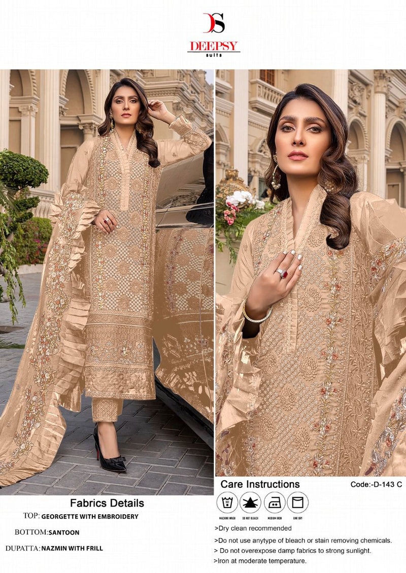 Deepsy Suit Dno 143 C Georgette With Nazmin Embroidery Work Stylish Designer Salwar Kameez