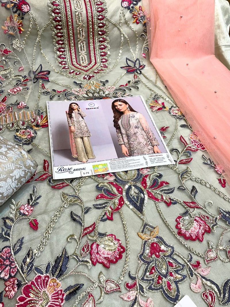 Shanaya Fashion Rose Bridal S 75 Butterfly Net With Heavy Embroidery Work Stylish Designer Pakistani Salwar Kameez