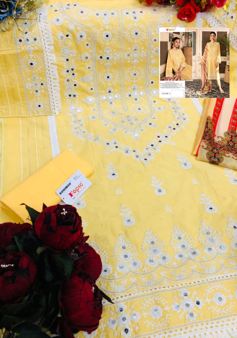 Fepic Dno 1158 Cotton With Heavy Embroidery Work Stylish Designer Pakistani Salwar Kameez