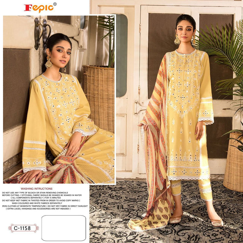 Fepic Dno 1158 Cotton With Heavy Embroidery Work Stylish Designer Pakistani Salwar Kameez