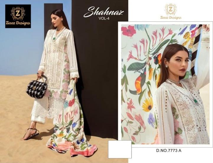 Ziaaz Shehnaz Vol 4 Pure Cotton With Heavy Embroidery work Stylish Designer Beautiful Salwar Kameez
