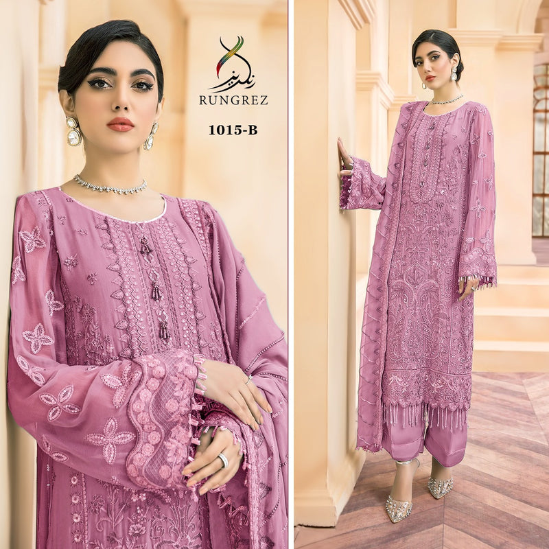 Rungrez Dno 1015 B Georgette With Heavy Embroidery Work Stylish Designer Attractive Look Salwar Kameez