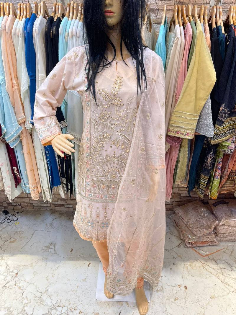 Sada Bahar Dno 008 Organza With Heavy Embroidery Work Stylish Designer Fancy Pret Kurti