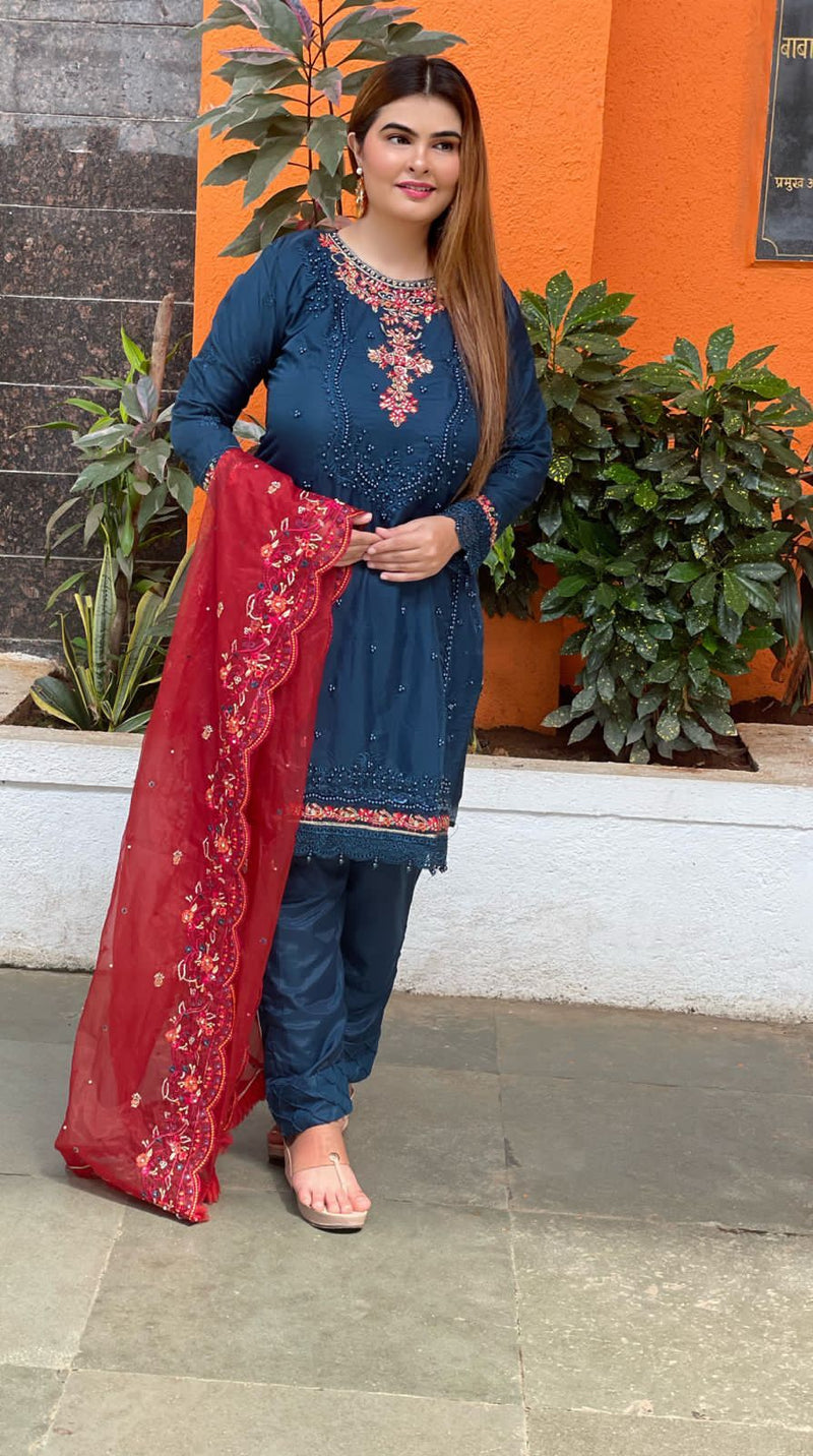 Sada Bahar Dno 009 Organza With Heavy Embroidery Work Stylish Designer Fancy Pret Kurti