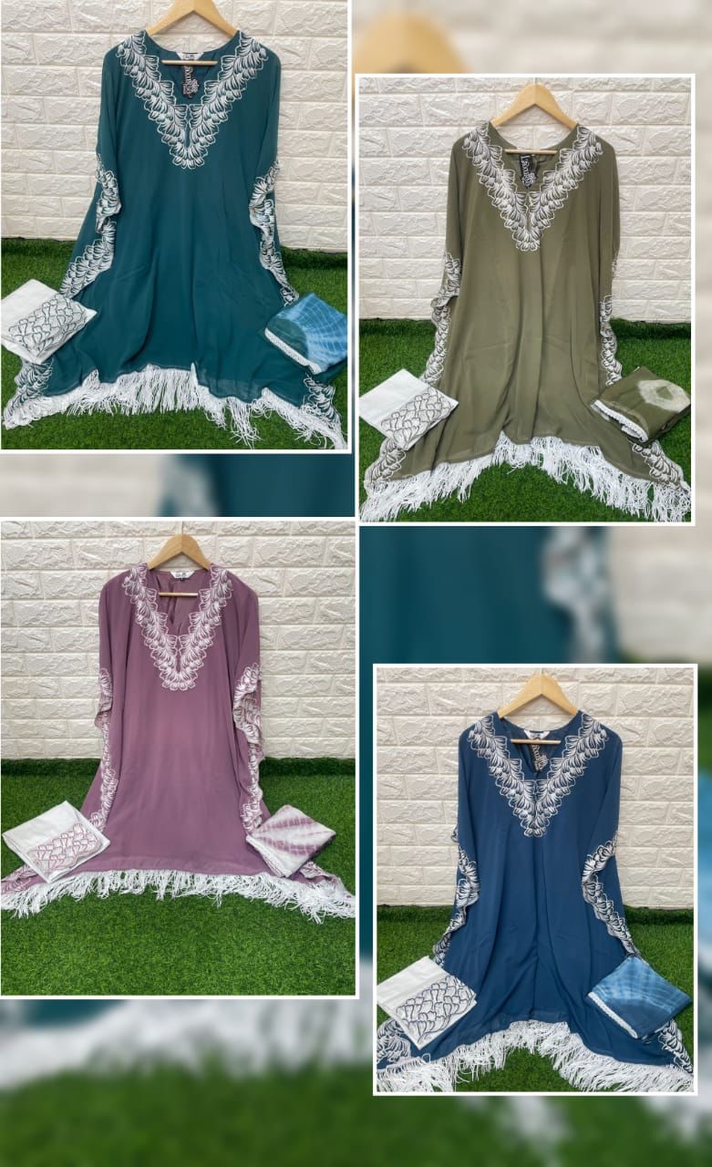 Luxuria Trends Dno 1208 Georgette With Heavy Embroidery Work Stylish Designer Casual Wear Kuti