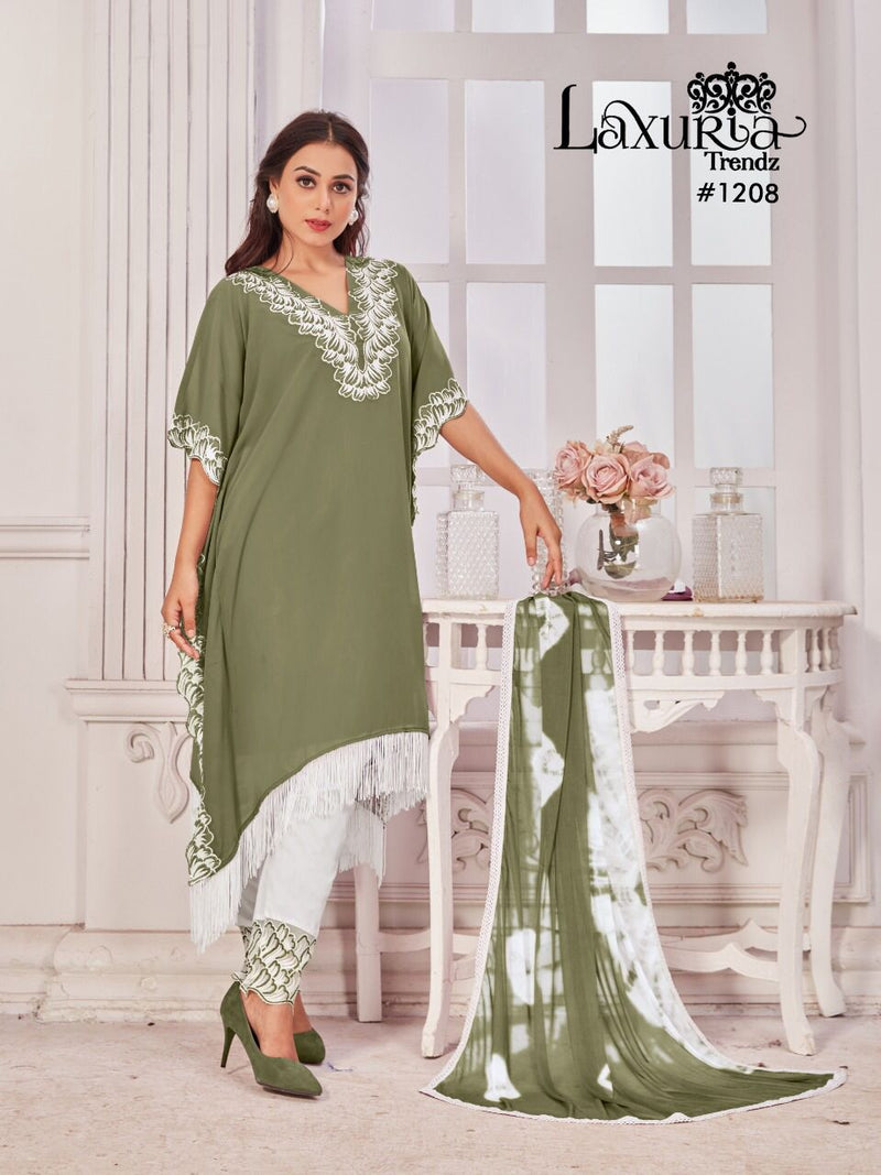 Luxuria Trends Dno 1208 Georgette With Heavy Embroidery Work Stylish Designer Casual Wear Kuti
