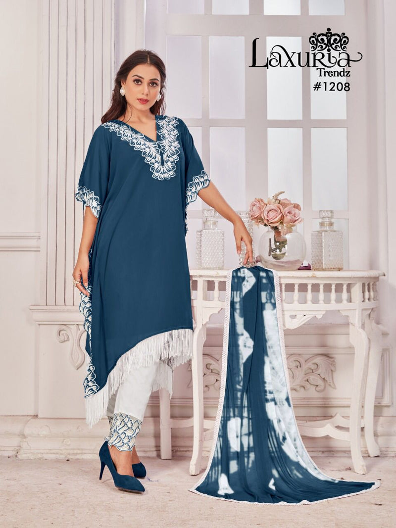 Luxuria Trends Dno 1208 Georgette With Heavy Embroidery Work Stylish Designer Casual Wear Kuti