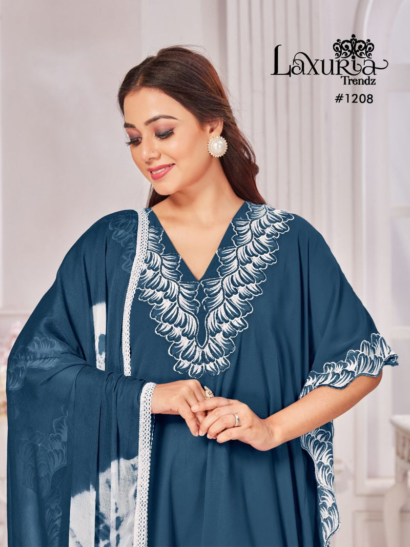 Luxuria Trends Dno 1208 Georgette With Heavy Embroidery Work Stylish Designer Casual Wear Kuti