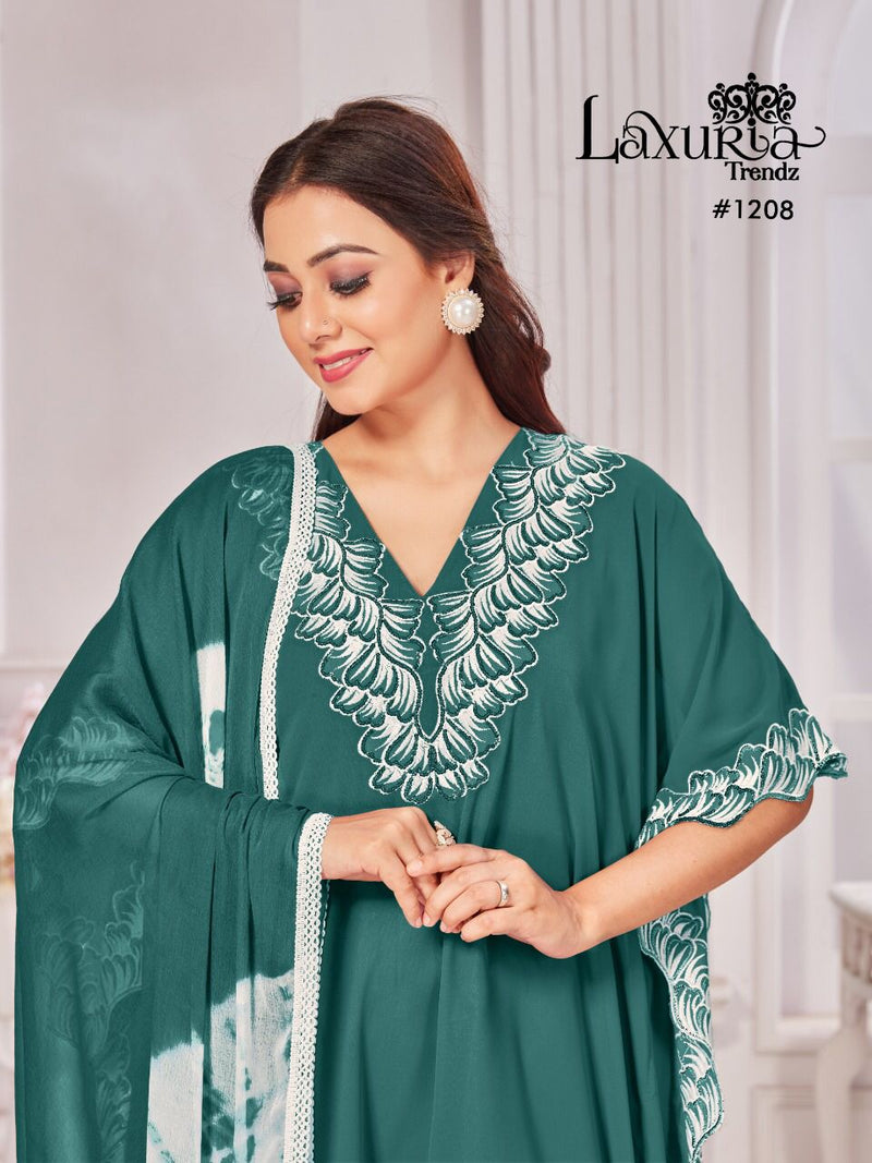 Luxuria Trends Dno 1208 Georgette With Heavy Embroidery Work Stylish Designer Casual Wear Kuti