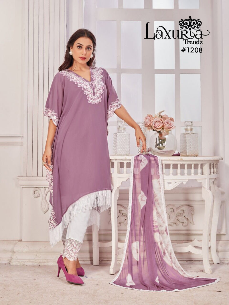 Luxuria Trends Dno 1208 Georgette With Heavy Embroidery Work Stylish Designer Casual Wear Kuti