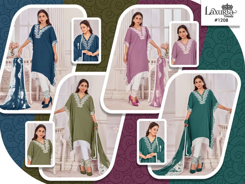 Luxuria Trends Dno 1208 Georgette With Heavy Embroidery Work Stylish Designer Casual Wear Kuti