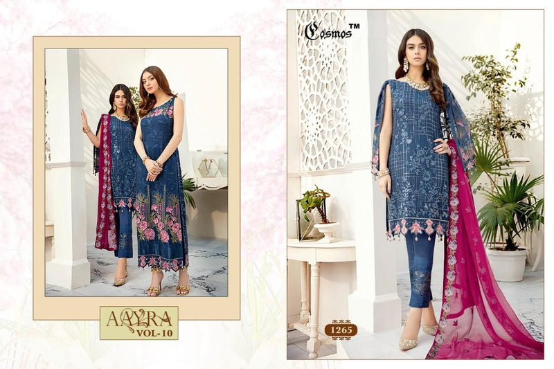 Cosmos Dno 1265 Aayra Vol 10 Georgette With Fancy Work Stylish Designer Attractive Look Fancy Salwar Kameez