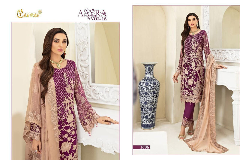 Cosmos Dno 1606 Aayra Vol 16 Georgette With Fancy Work Stylish Designer Attractive Look Fancy Salwar Kameez