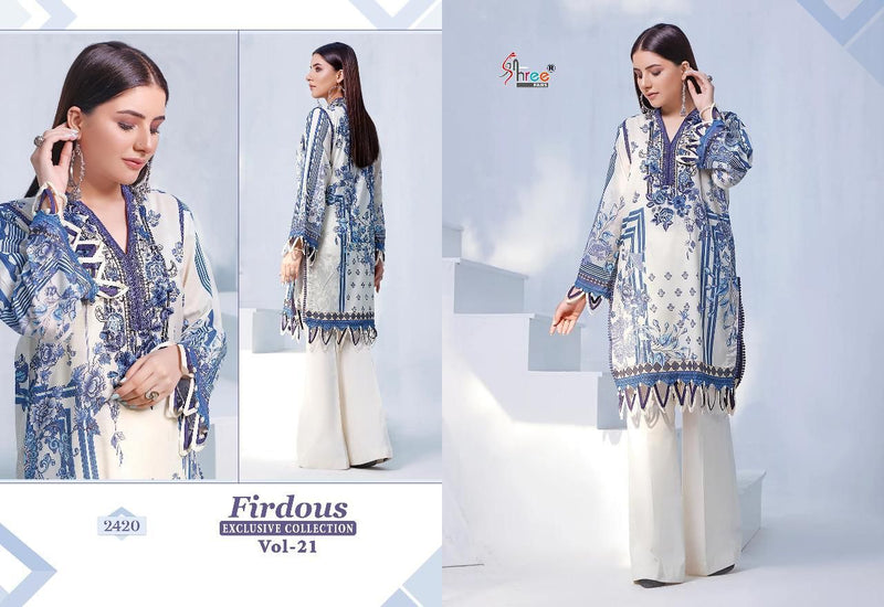 Firdous Exclusive Vol 21 Pure Cotton Beautiful Printed With Heavy Embroidery Work Stylish Designer Pakistani Party Wear Salwar Kameez