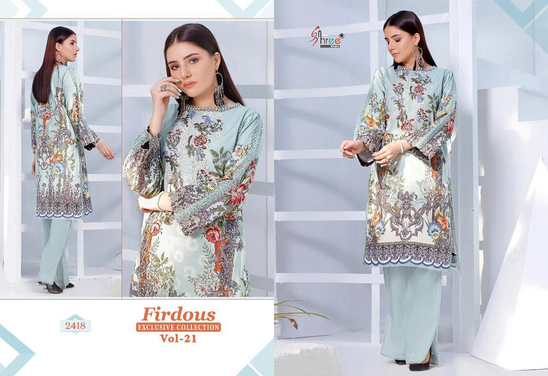 Firdous Exclusive Vol 21 Pure Cotton Beautiful Printed With Heavy Embroidery Work Stylish Designer Pakistani Party Wear Salwar Kameez