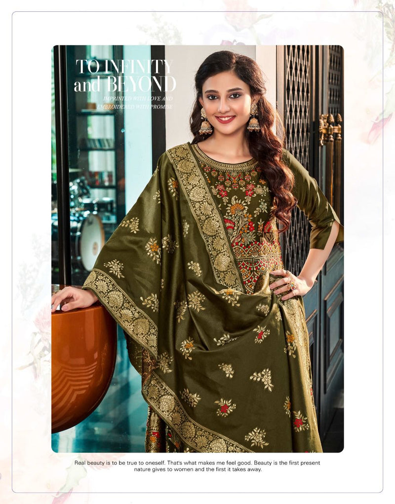 Anju Fabs Phulkari Jacquard Silk With Fancy Hand Work Stylish Designer Casual Look Festive Wear Kurti