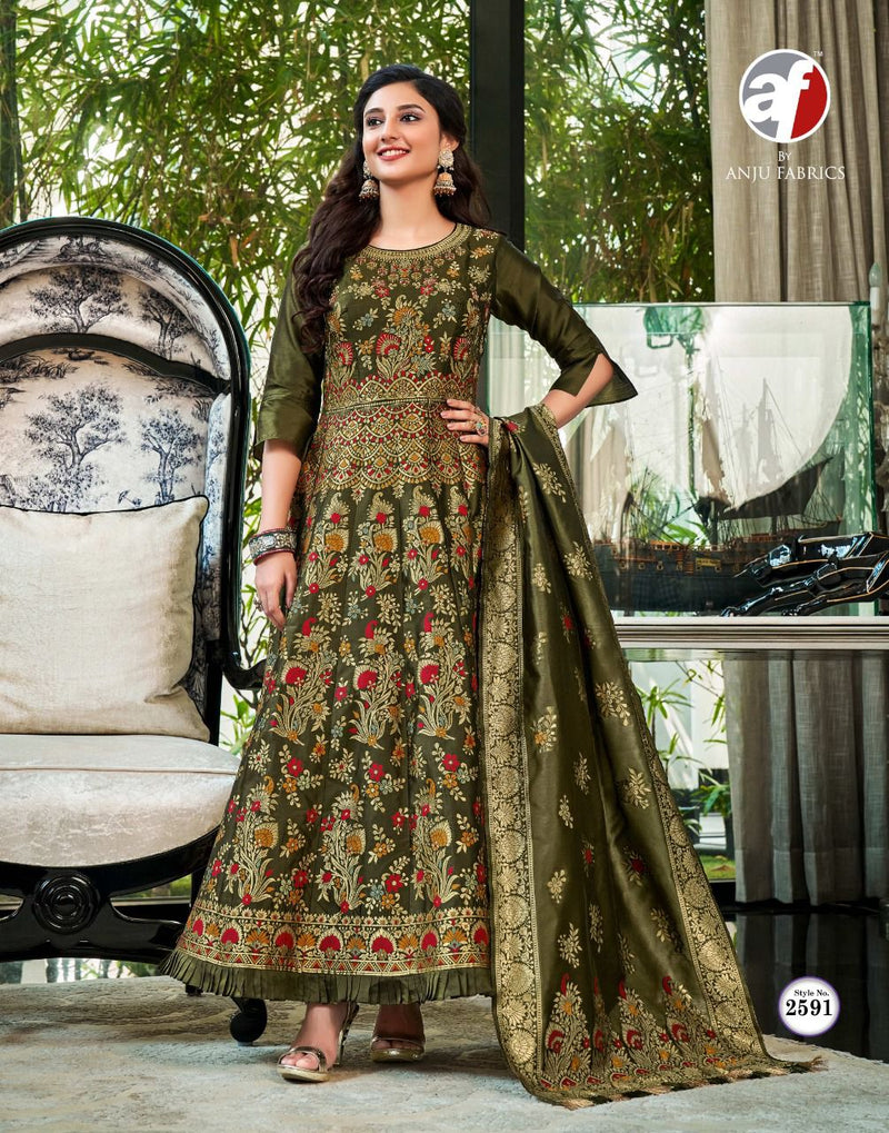 Anju Fabs Phulkari Jacquard Silk With Fancy Hand Work Stylish Designer Casual Look Festive Wear Kurti