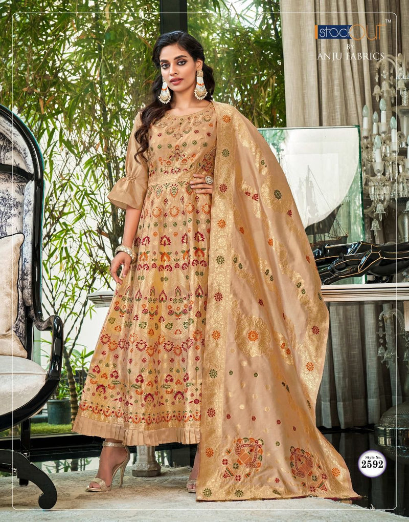 Anju Fabs Phulkari Jacquard Silk With Fancy Hand Work Stylish Designer Casual Look Festive Wear Kurti