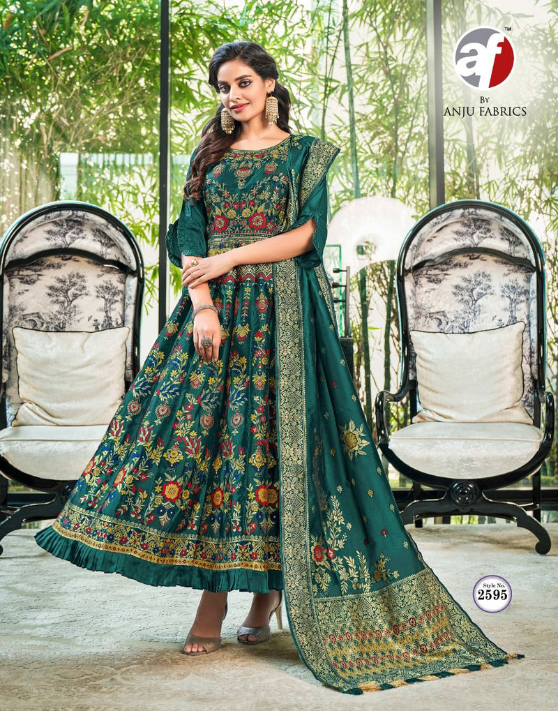 Anju Fabs Phulkari Jacquard Silk With Fancy Hand Work Stylish Designer Casual Look Festive Wear Kurti
