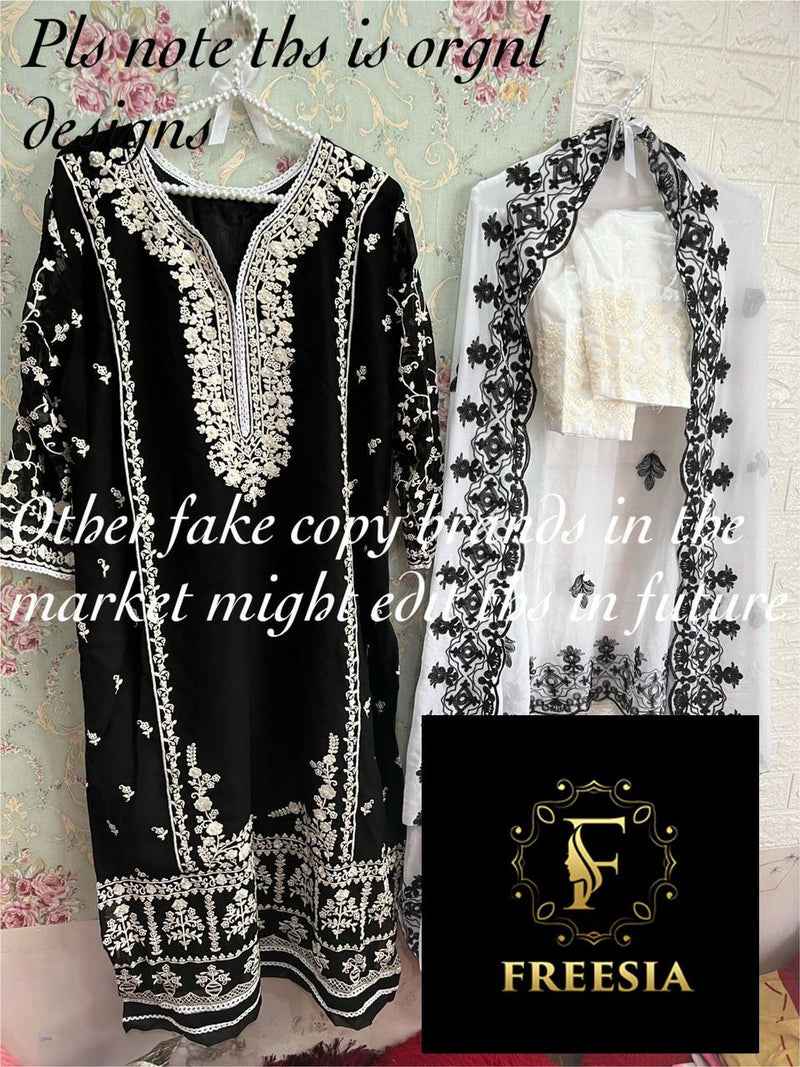 Freesia Noor Georgette With Heavy Beautiful Embroidery Work Stylish Pakistani Party Wear Salwar Kameez