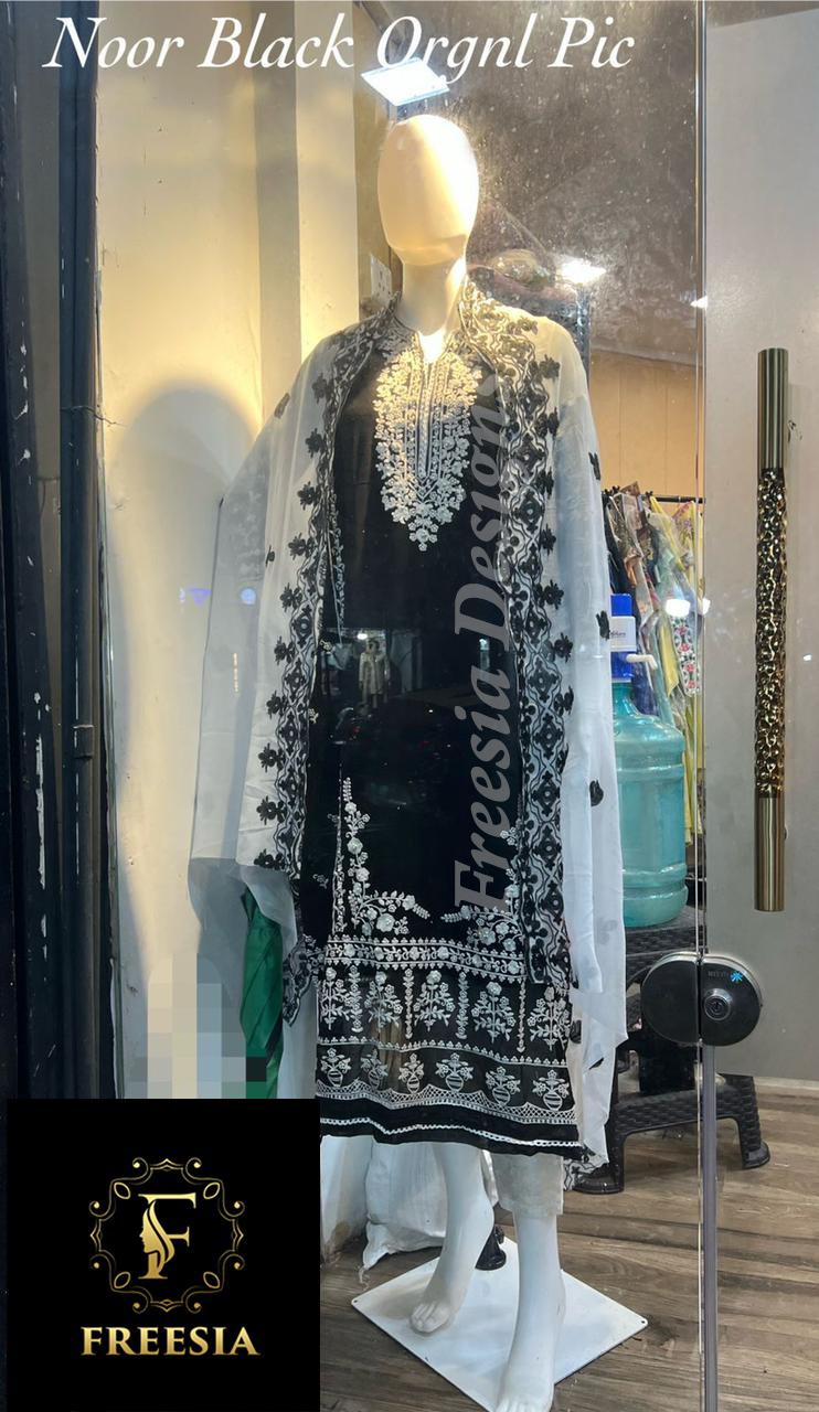 Freesia Noor Georgette With Heavy Beautiful Embroidery Work Stylish Pakistani Party Wear Salwar Kameez