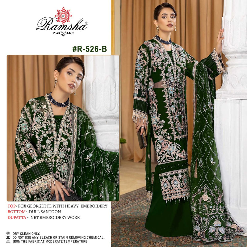 Ramsha Dno 526 B Georgette With Heavy Net Embroidery Work Stylish Designer Wedding Wear Pakistani Salwar Kameez