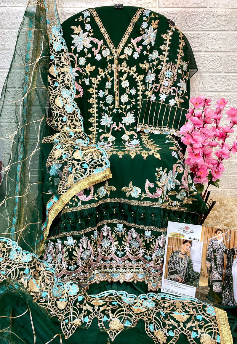 Ramsha Dno 526 B Georgette With Heavy Net Embroidery Work Stylish Designer Wedding Wear Pakistani Salwar Kameez