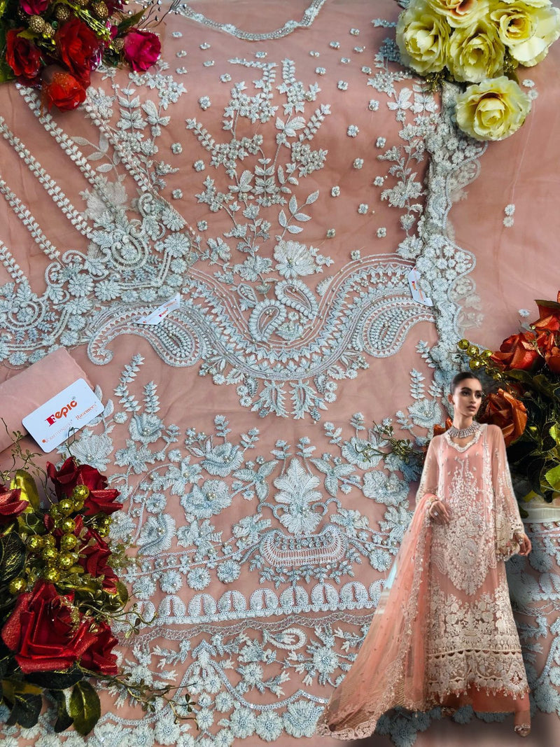 Fepic Suit Dno 1220 Rosemeen Butterfly Net Embroidery With Pearl Work Stylish Designer Party Wear Salwar Kameez